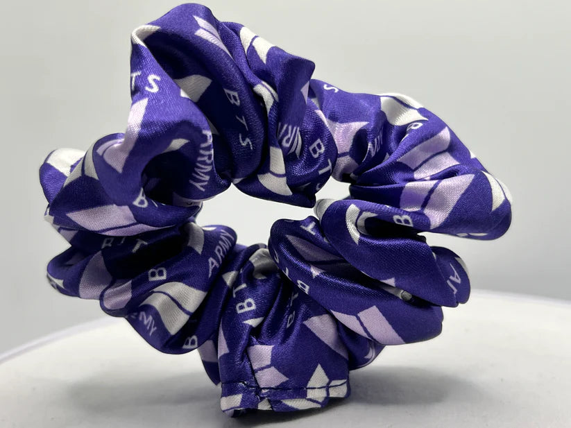 PURPLE BTS SATIN SCRUNCHIE