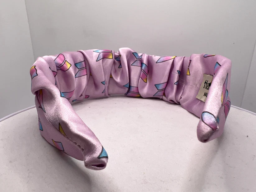 PINK BTS PLEATED SATIN HAIRBAND