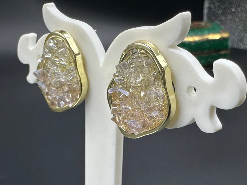 ELEGANT GLASS STONE STUDDED TOPS (WHITE AND GOLD)