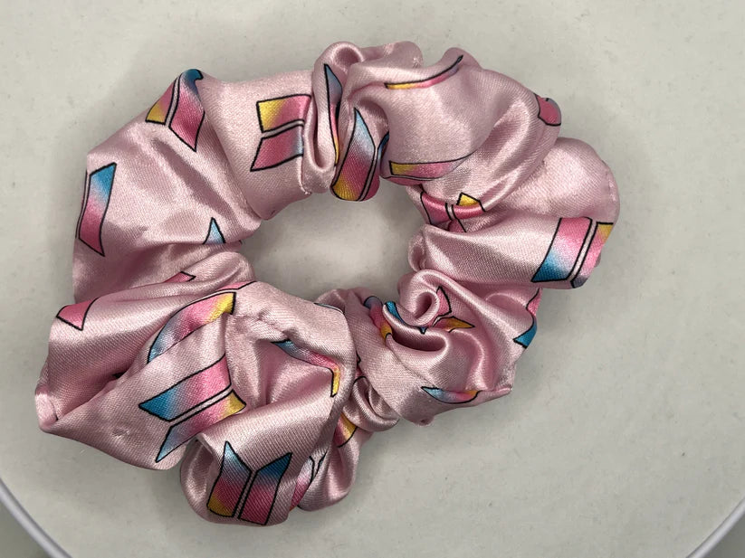 PINK BTS SATIN SCRUNCHIE
