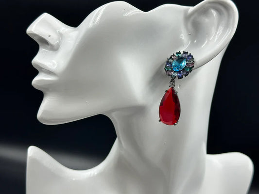 ELEGANT STONE AND AD STUDDED EARRINGS