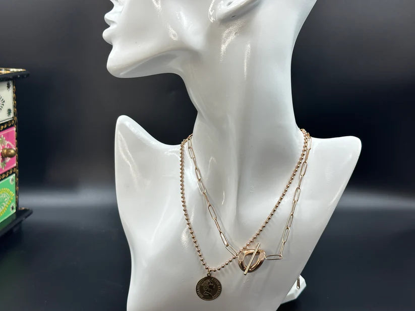 ANTI TARNISH STAINLESS STEEL DOUBLE LAYERED CHAIN (ROSE GOLD)
