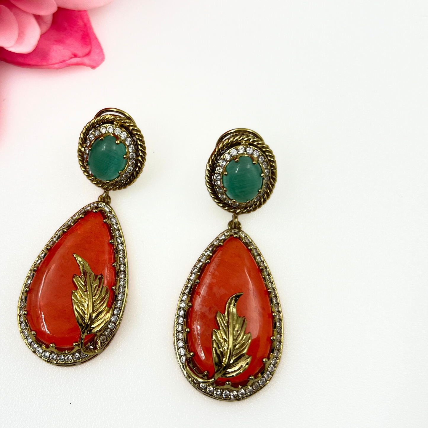 Arshiya Stand Out in the Crowd: Bold Orange and Green Statement Earrings!