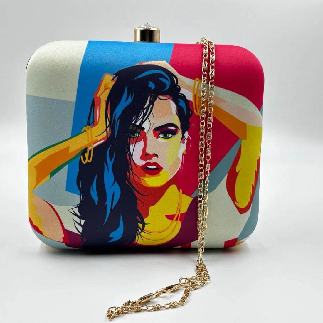 MULTI COLOUR GIRL PORTRAIT CLUTCH BAG