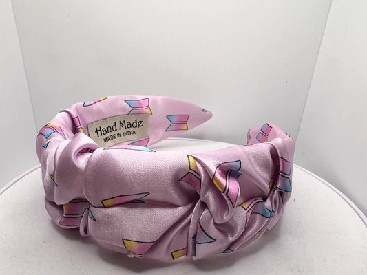 PINK BTS PLEATED SATIN HAIRBAND