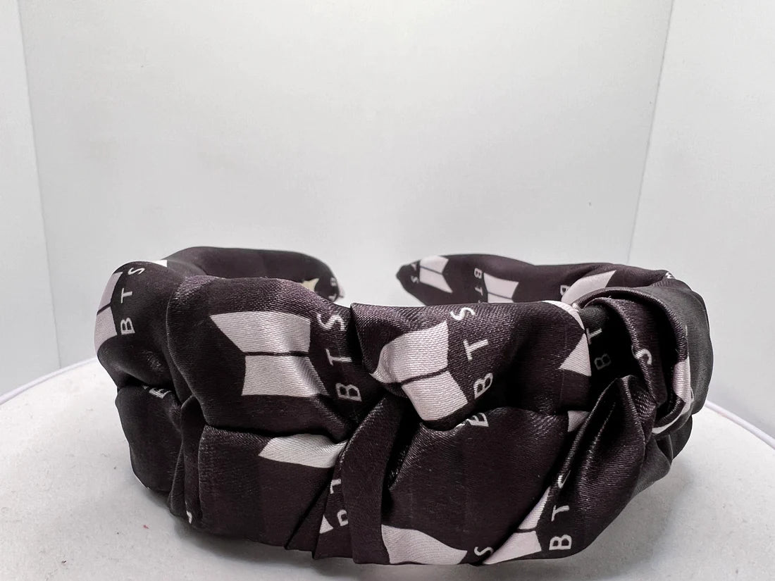 BLACK BTS PLEATED SATIN HAIRBAND