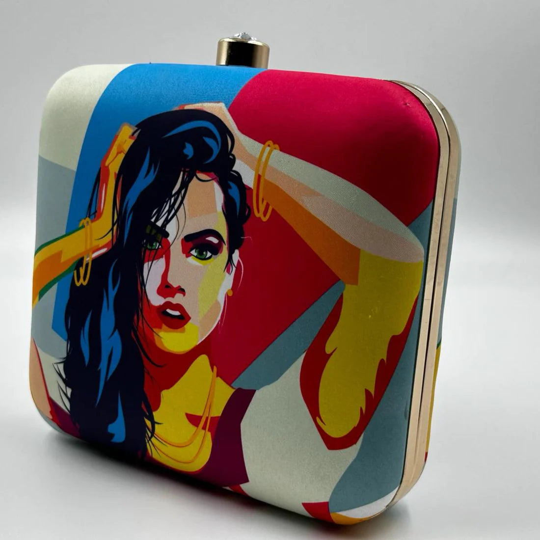 MULTI COLOUR GIRL PORTRAIT CLUTCH BAG