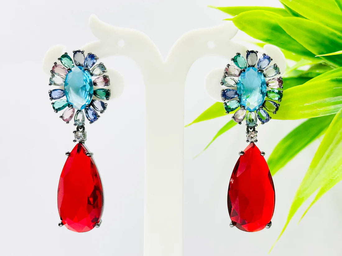 ELEGANT STONE AND AD STUDDED EARRINGS