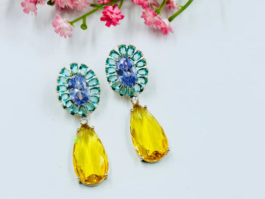 AESTHETIC GLASS STONE AND AD STUDDED EARRING