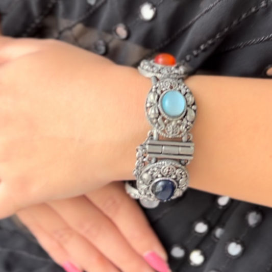 Myrah Elegant Traditional Multicolor Stone Studded Oxidized Bracelet