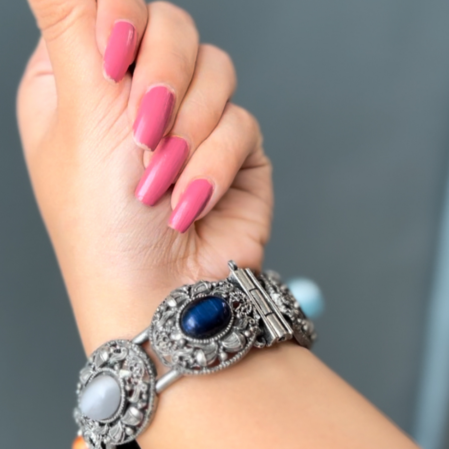 Myrah Elegant Traditional Multicolor Stone Studded Oxidized Bracelet