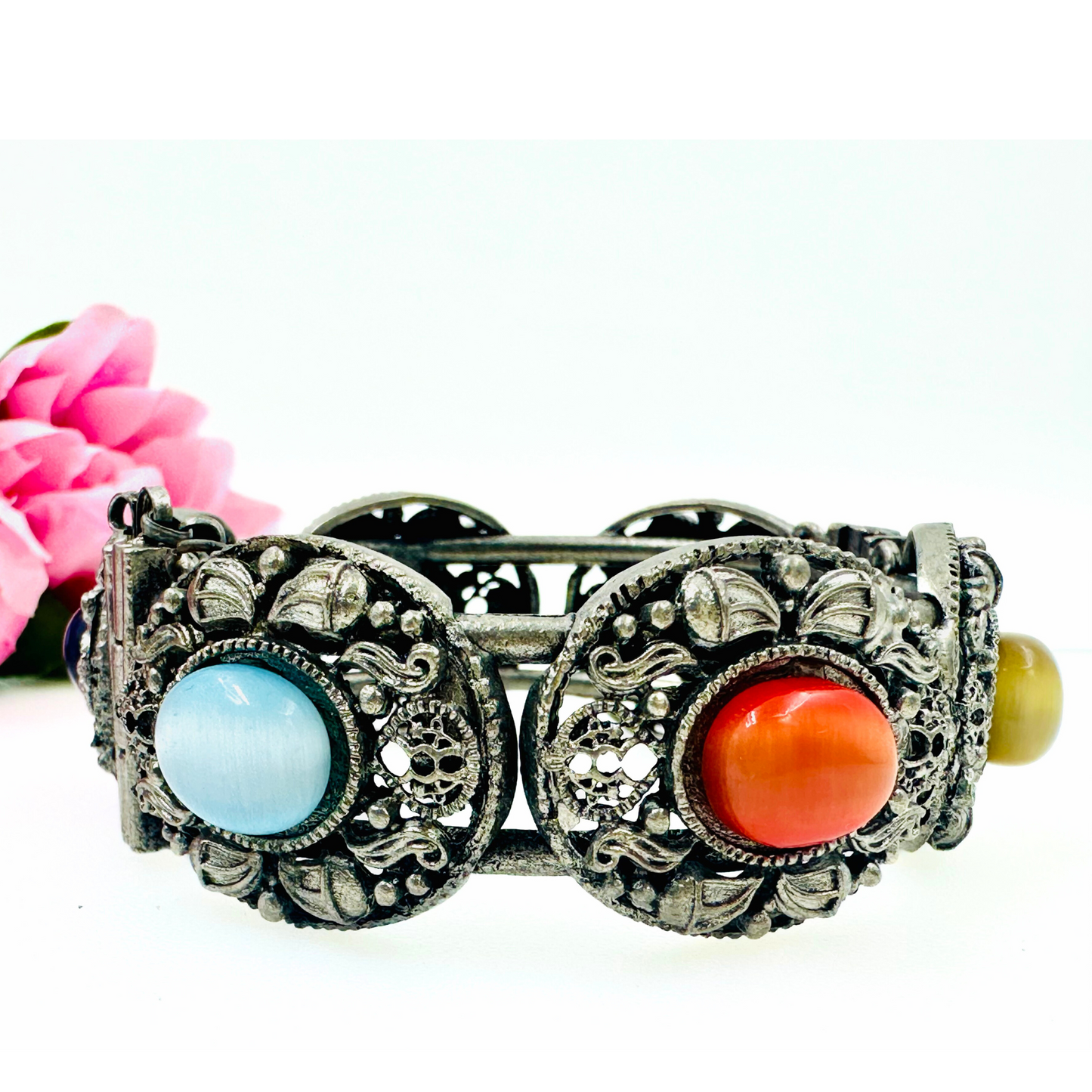 Myrah Elegant Traditional Multicolor Stone Studded Oxidized Bracelet