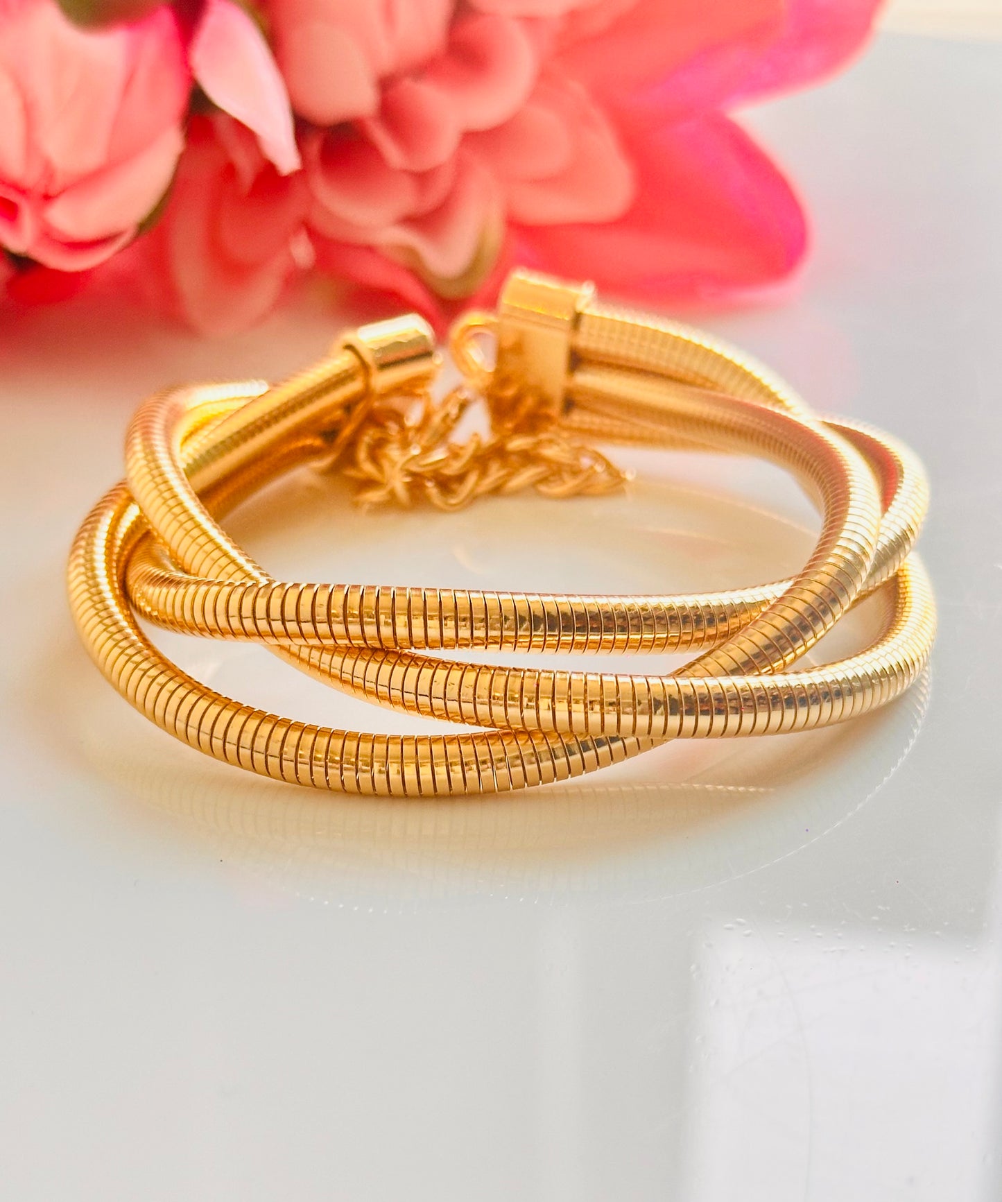 Chunky Golden Layered Bracelet – Anti-Tarnish & Hypoallergenic, Trendy, Classy & Elegant