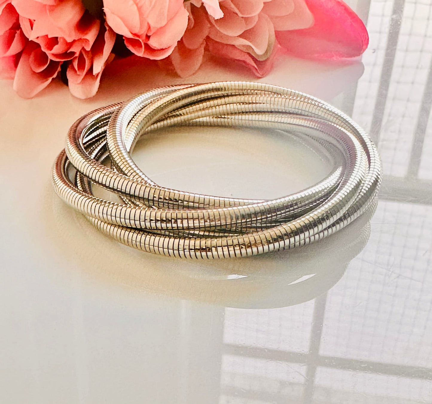 Silver Coil Stack Bracelet