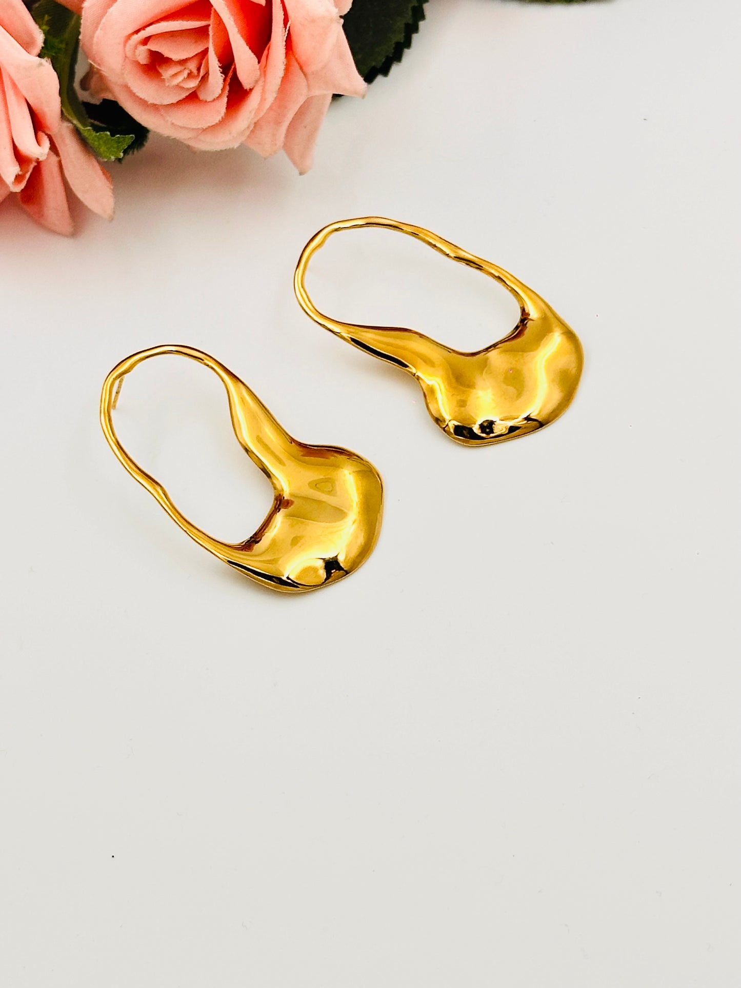 Chunky Golden Stainless Steel Earrings – Hypoallergenic & Anti-Tarnish, Elegant Design