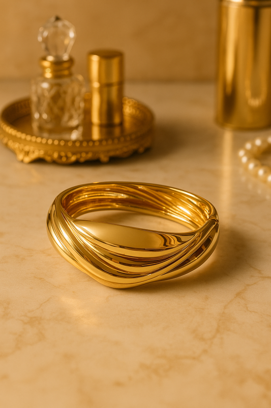 Draped Wave Hinged Bangle