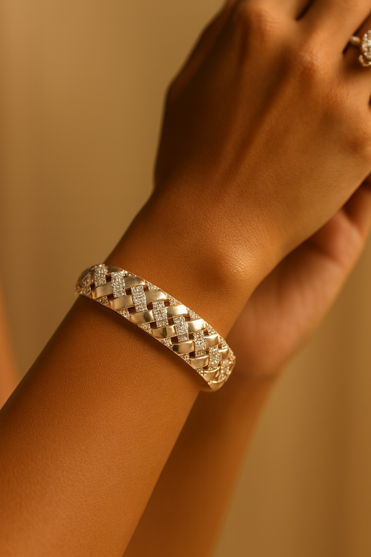 Woven Gold Crystal Bracelet