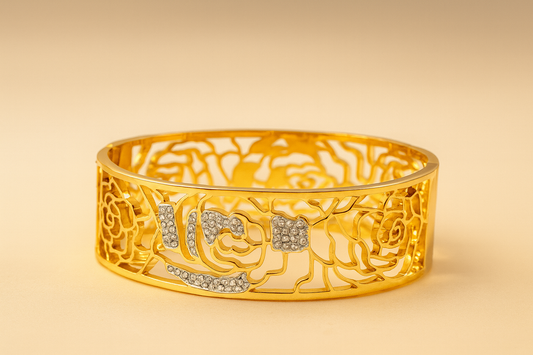 Anti-Tarnish Elegant Gold Floral Cuff