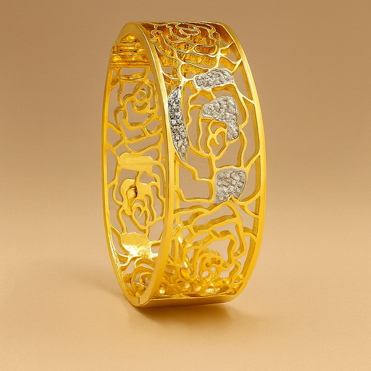Anti-Tarnish Elegant Gold Floral Cuff