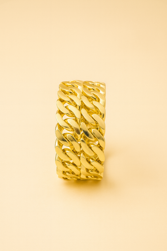 Anti-Tarnish Gold-Plated Wide Chain-Link Bracelet – Bold Statement Bangle for Women