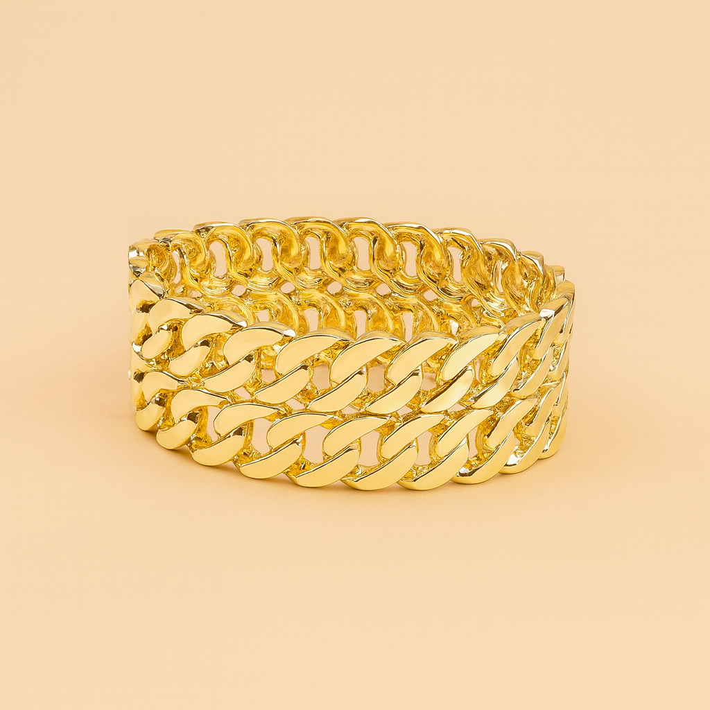 Anti-Tarnish Gold-Plated Wide Chain-Link Bracelet – Bold Statement Bangle for Women