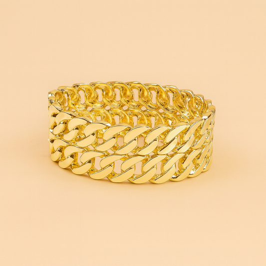 Anti-Tarnish Gold-Plated Wide Chain-Link Bracelet – Bold Statement Bangle for Women