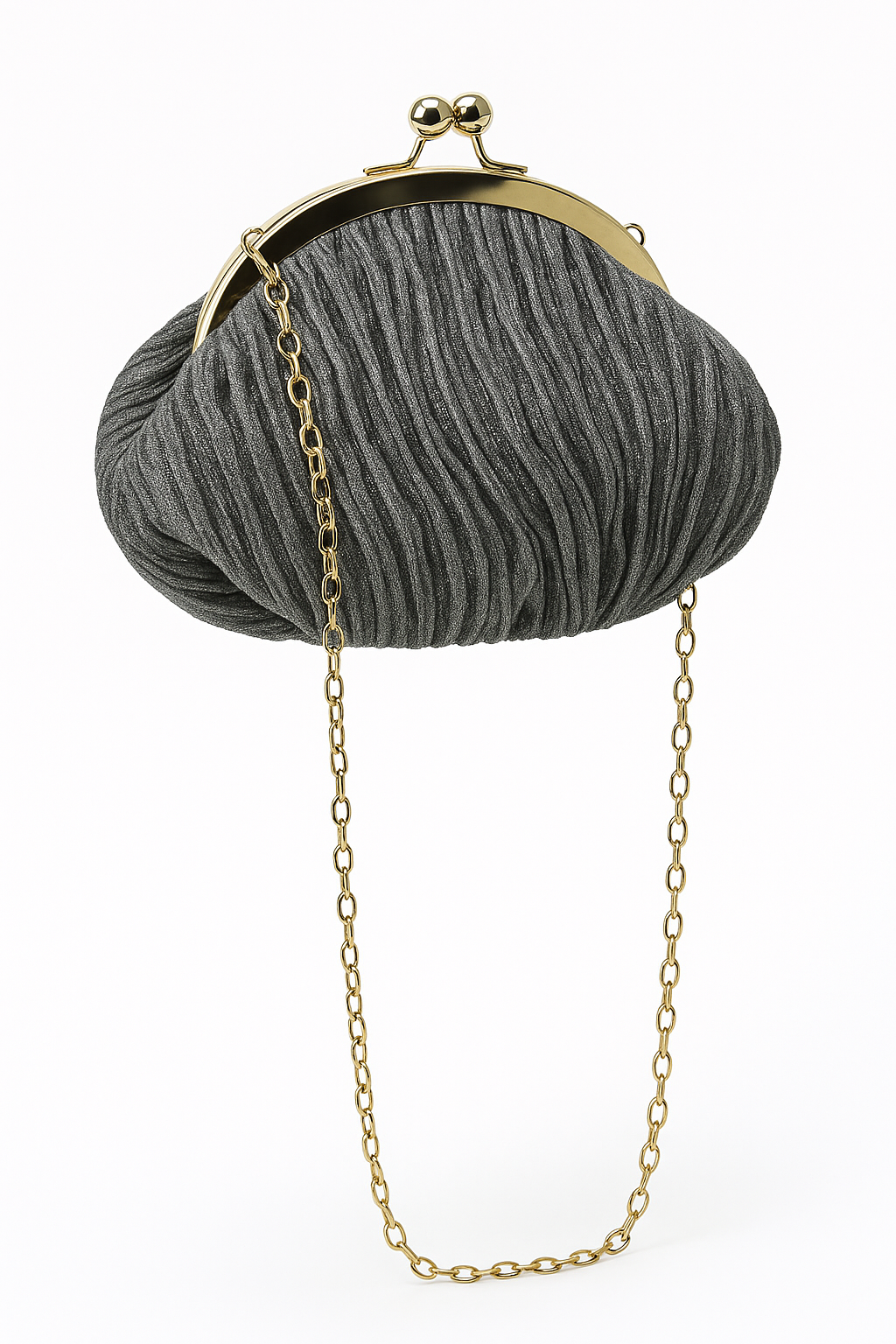 Elegant Black Batua-Style Clutch with Textured Fabric & Gold Kiss-Lock Clasp – Evening & Party Bag