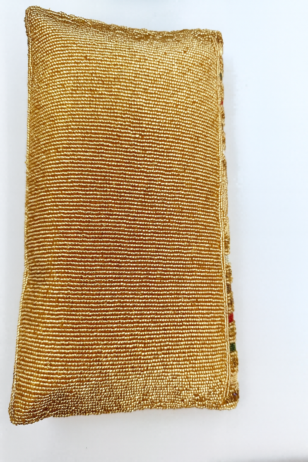 Luxury Hand-Beaded Stripe Clutch in Gold, Red & Green – Wedding, Party & Festive Bag