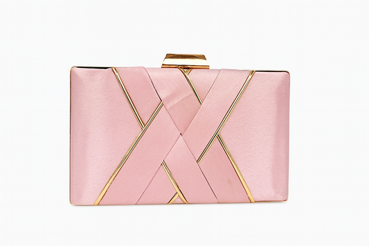 Pink Satin Clutch with Gold Detailing – Wedding, Party & Evening Bag