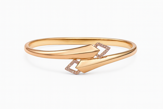 Geometric Gold Plated Crossover Bracelet for Women with Crystal Accents | Anti-Tarnish Hypoallergenic Jewelry