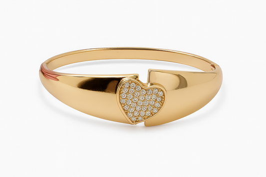 Pavé Heart Hinged Bangle