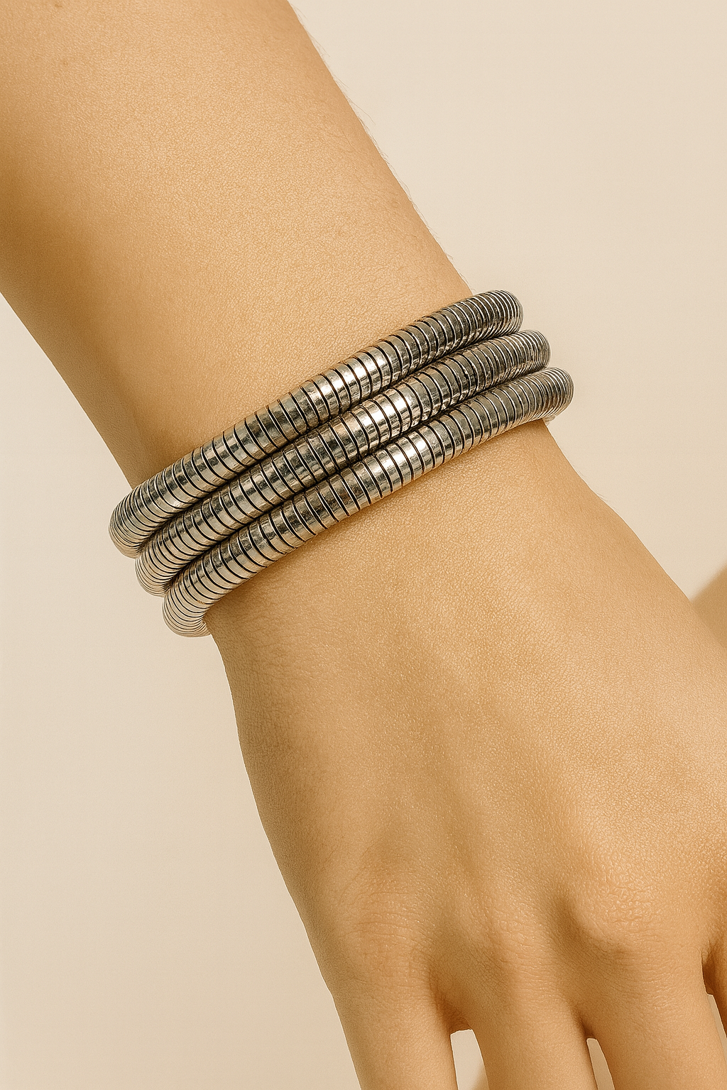 Silver Coil Clasp Bracelet