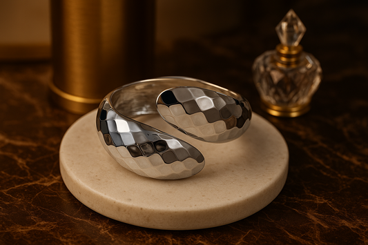 Silver Plated Textured Cuff Bracelet