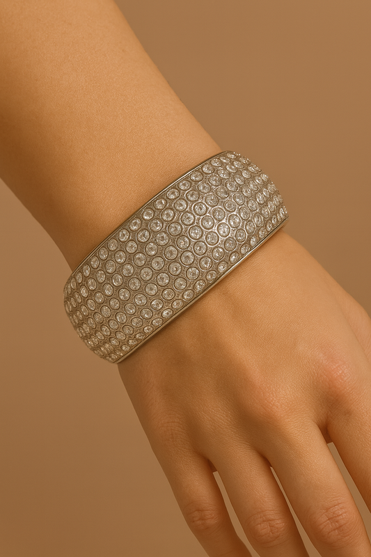 Silver Crystal Statement Bangle