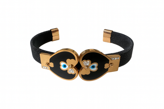 Black Evil Eye Open Cuff Bracelet