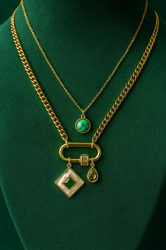 Stainless Steel Layered Charm Necklace