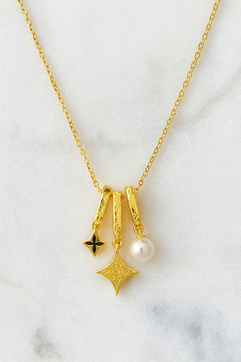 Charm Pendant Necklace with Pearl & Star Accents | Anti-Tarnish Women’s Jewelry