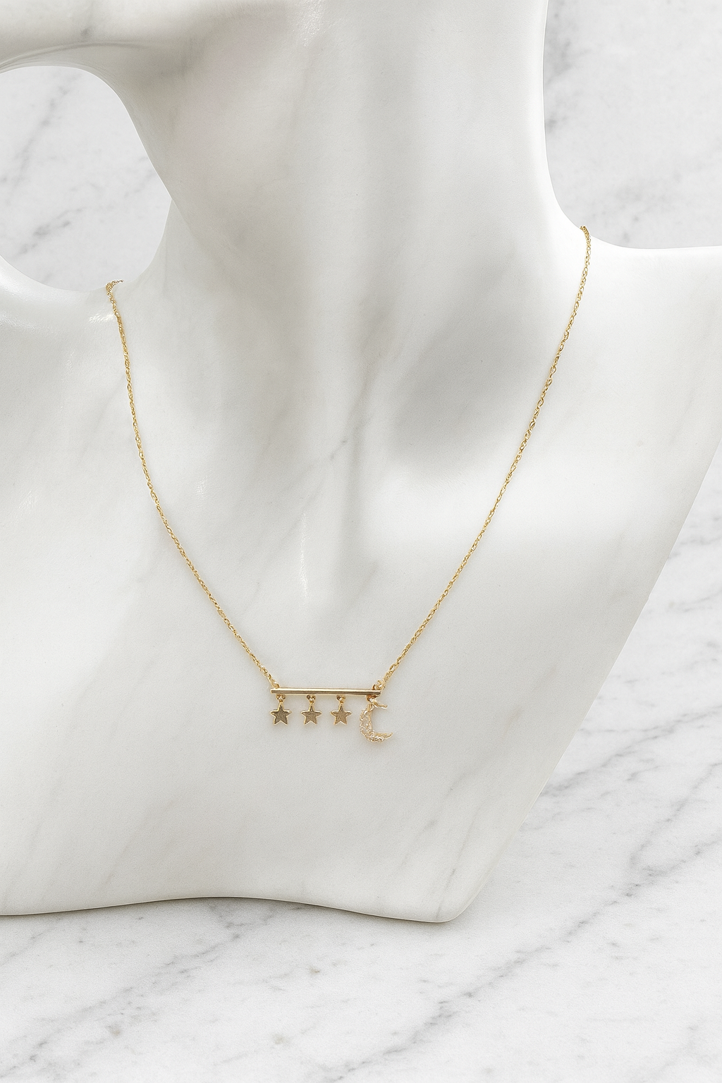 Moon and Stars Pendant Necklace with Celestial Charms | Anti-Tarnish Women’s Jewelry