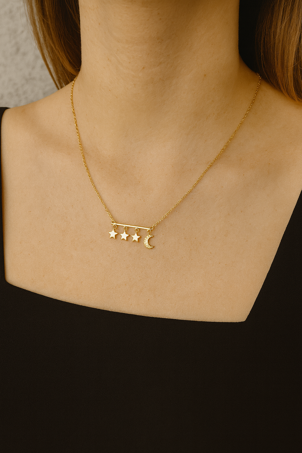 Moon and Stars Pendant Necklace with Celestial Charms | Anti-Tarnish Women’s Jewelry