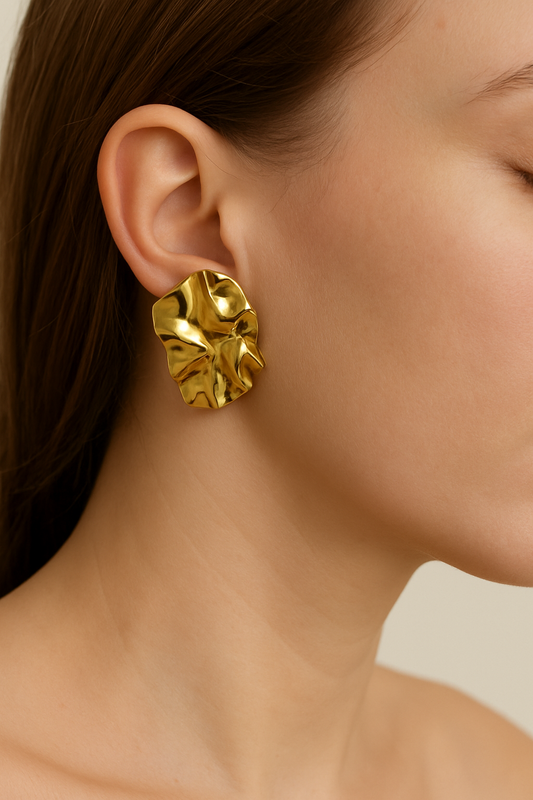 Gold Abstract Crumpled Earrings