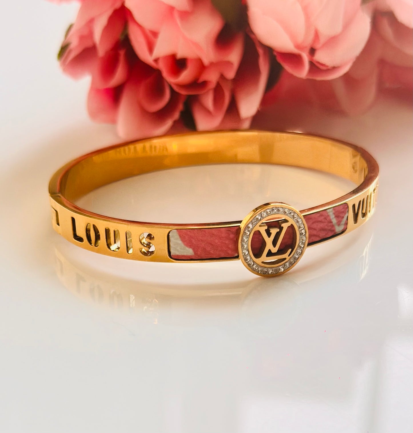 Louis Vuitton Engraved Stainless Steel Bracelet – Anti-Tarnish & Hypoallergenic
