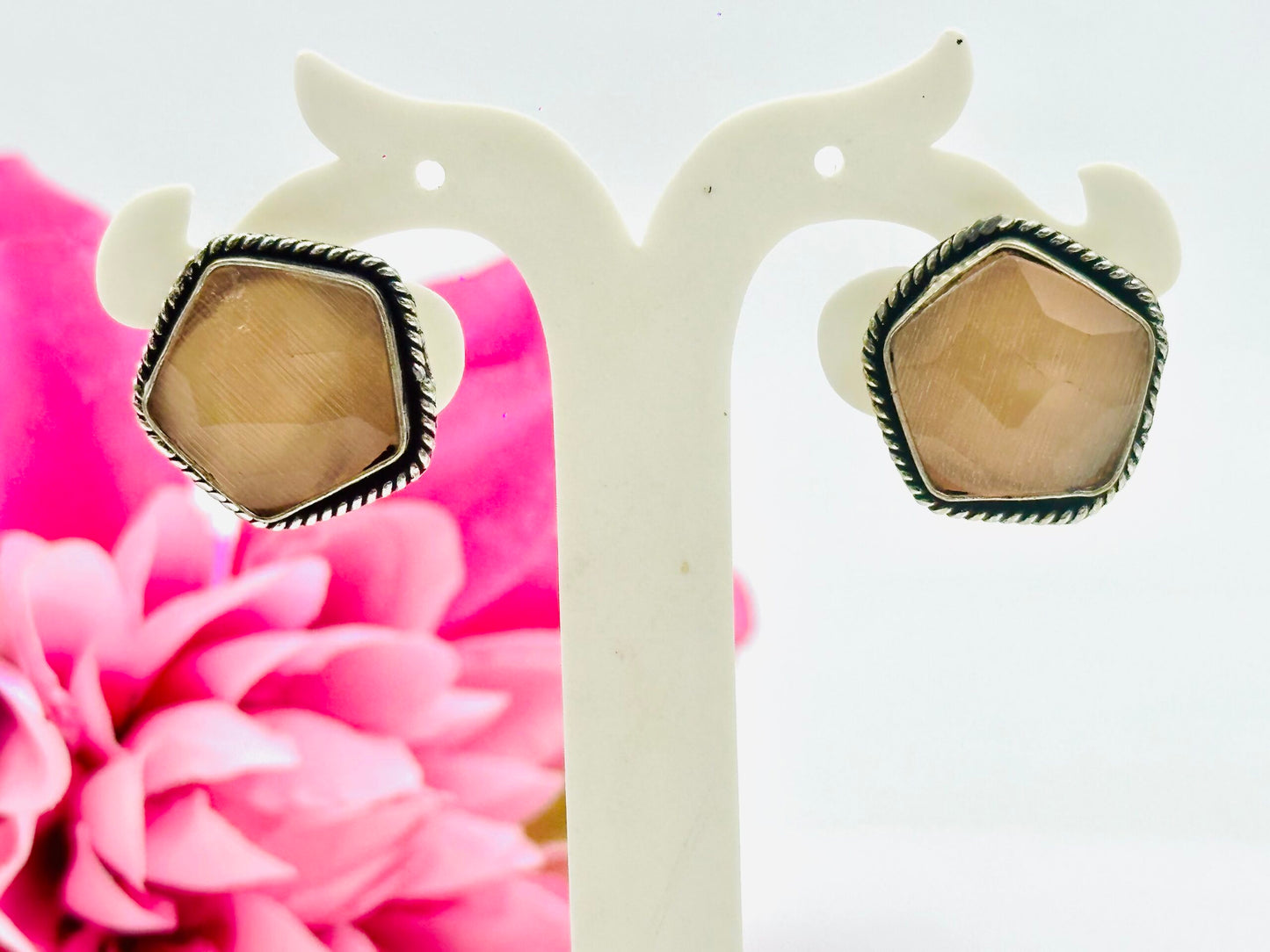 Myrah Elegant Stone Oxidized Studs
