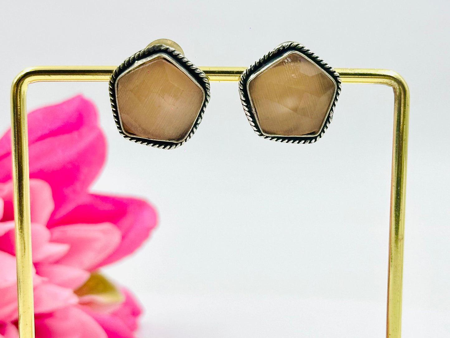 Myrah Elegant Stone Oxidized Studs