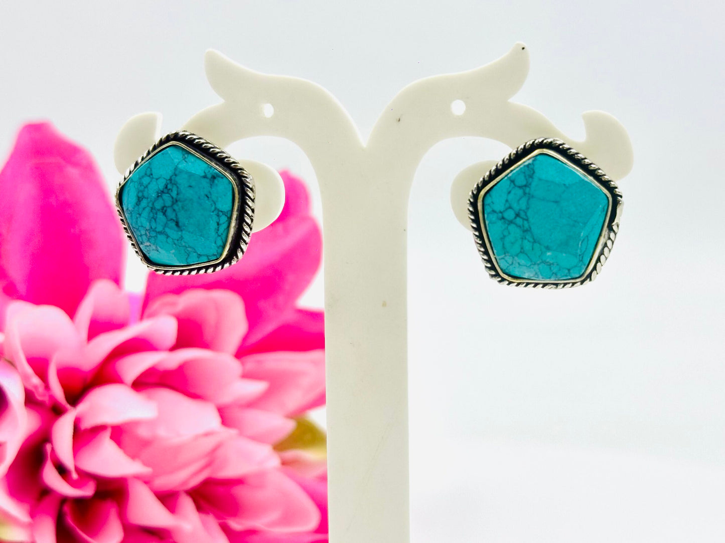 Myrah Elegant Blue Stone Oxidized Studs