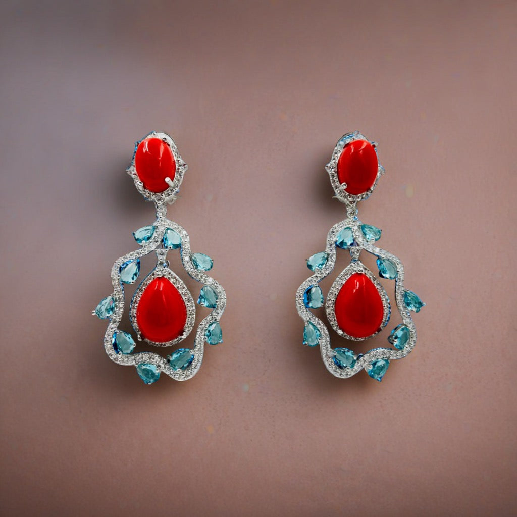 Orange American Diamond Sparkle Earrings – Dazzling and Elegant Jewelry