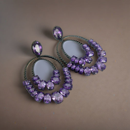 Arsh Purple Glass Stone Elegant Earring