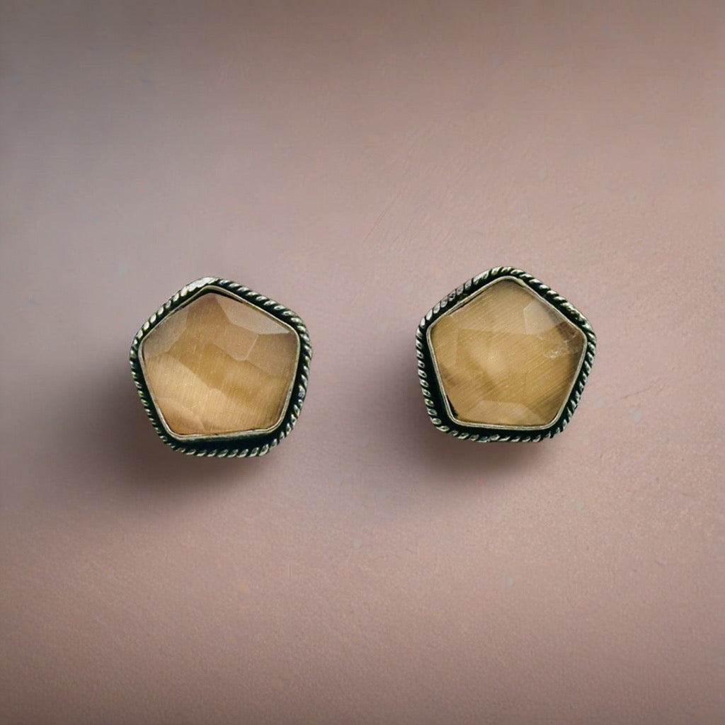 Myrah Elegant Stone Oxidized Studs