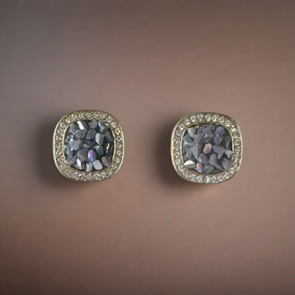 ELEGANT GLASS STONE STUDDED TOPS (GREY AND GOLD)