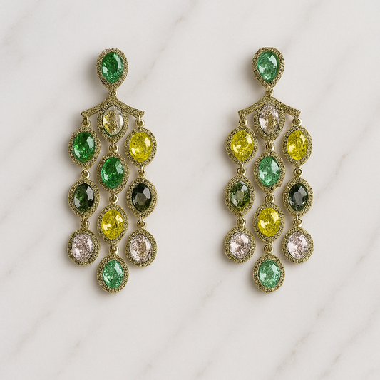 ELEGANT MULTICOLOR GLASS STONE AD STUDDED EARRING