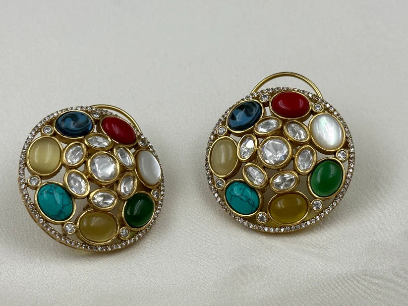 STATEMENT MULTI-STONE KUNDAN EARRINGS
